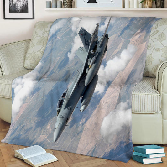 RAAF FA-18 in Flight Display Fleece Throw Blanket