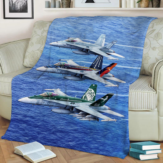 RAAF FA-18`s in Flight Display Fleece Throw Blanket