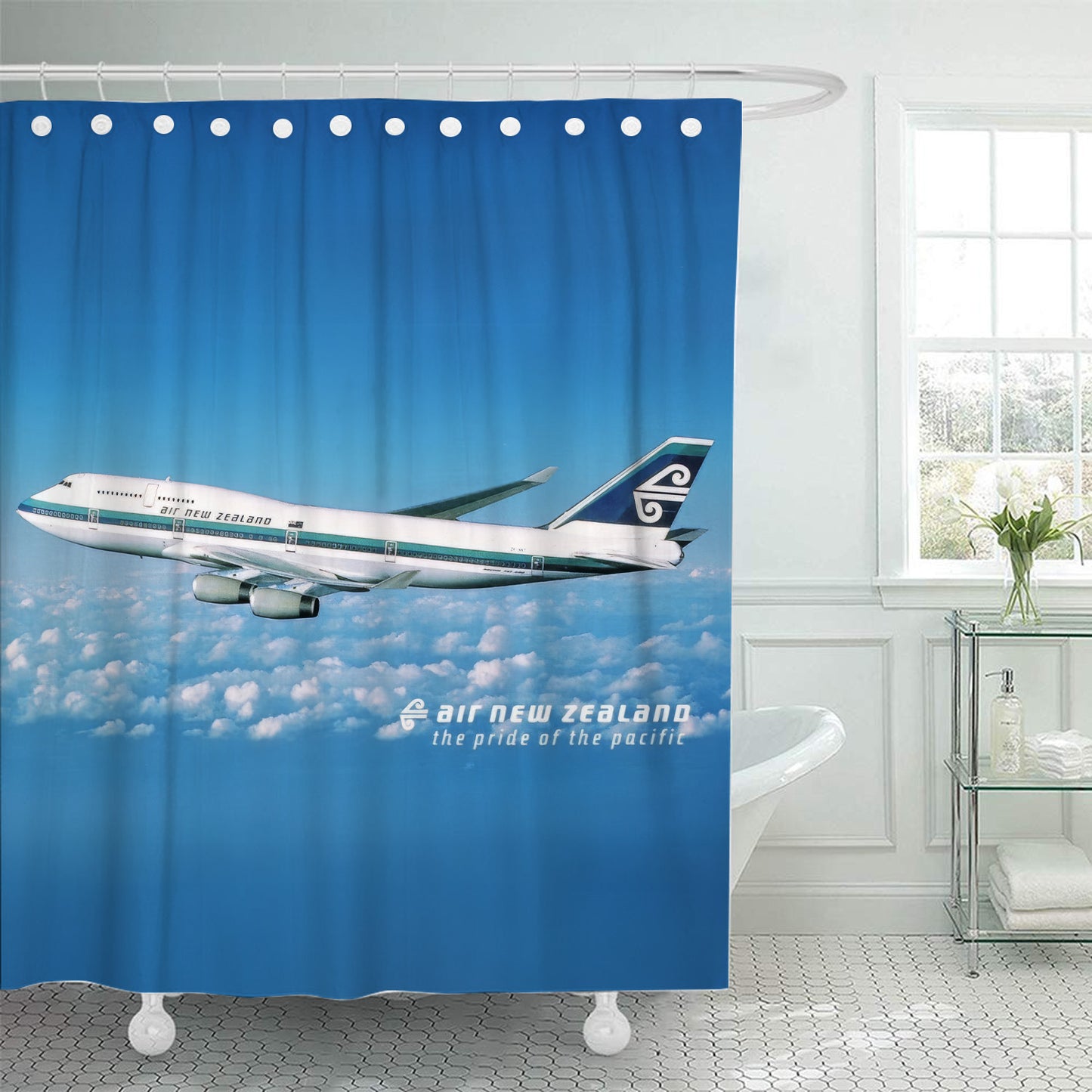 Air New Zealand 747-400 Shower Curtain