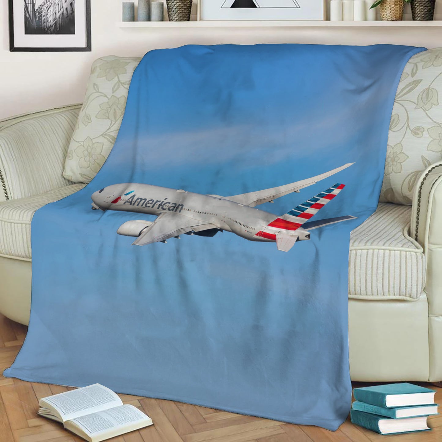 American Airlines 777-300 Fleece Throw Blanket