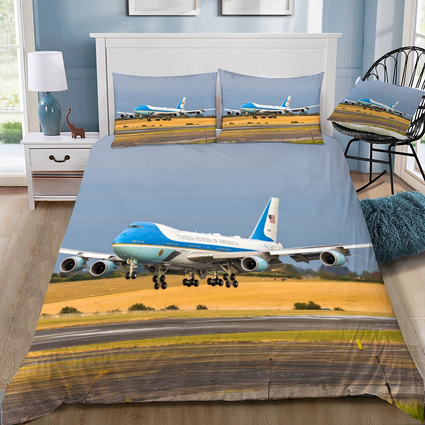 Airforce 1 Touching Down Doona / Duvet Cover and 2 Pillow Slips