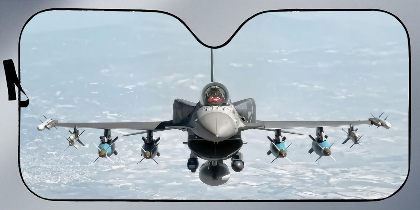F-16 Head on in Flight  Sunshade For Cars & Trucks