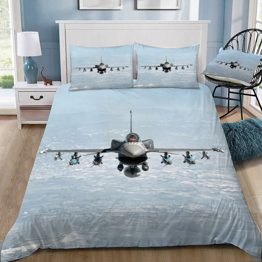 F-16 Fighter Head On in Flight Doona / Duvet Cover and 2 Pillow Slips