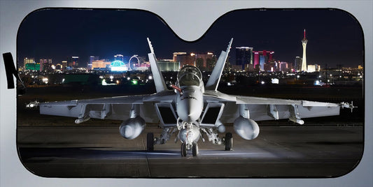 FA-18 Hornet Lit up at Night Sunshade For Cars & Trucks