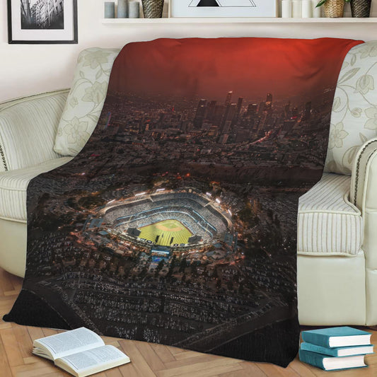 Los Angeles Dodgers Baseball Stadium Fleece Throw Blanket