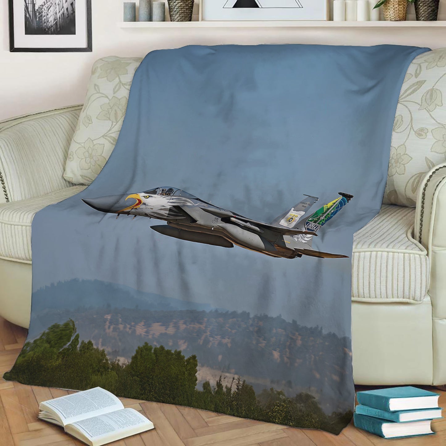 USAF F-15 Fighting Eagle Fleece Throw Blanket