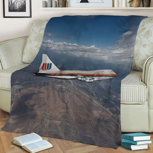 United Airlines Boeing 747SP Fleece Throw Blanket