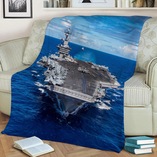 USS Carl Vinson Aircraft Carrier Fleece Throw Blanket