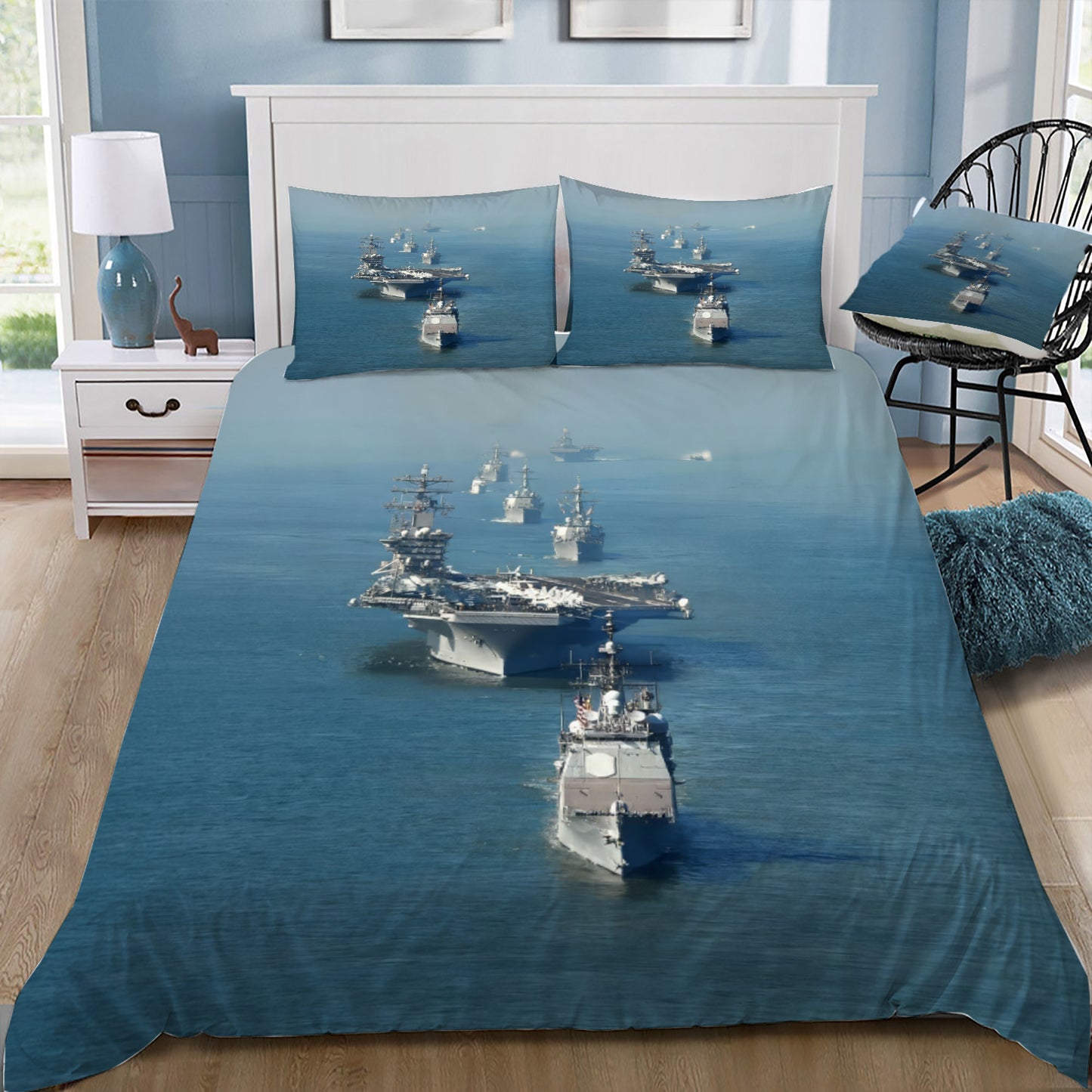 US Navy Aircraft Carrier in Convoy Doona / Duvet Cover and 2 Pillow Slips