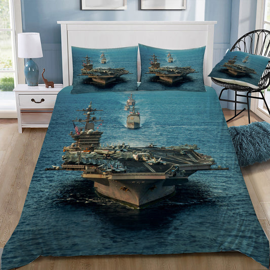 US Navy Aircraft Carrier in Convoy 2, Doona / Duvet Cover and 2 Pillow Slips