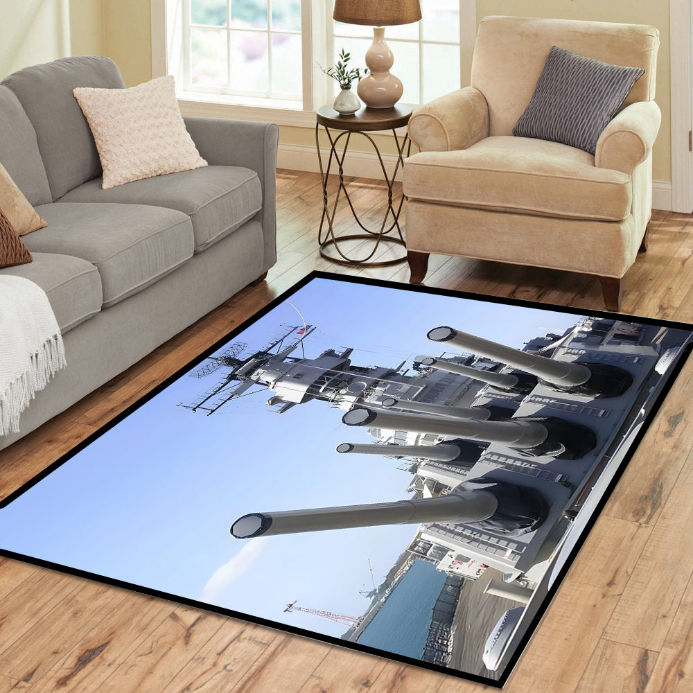 US Navy Battleships Guns Rectangle Rug
