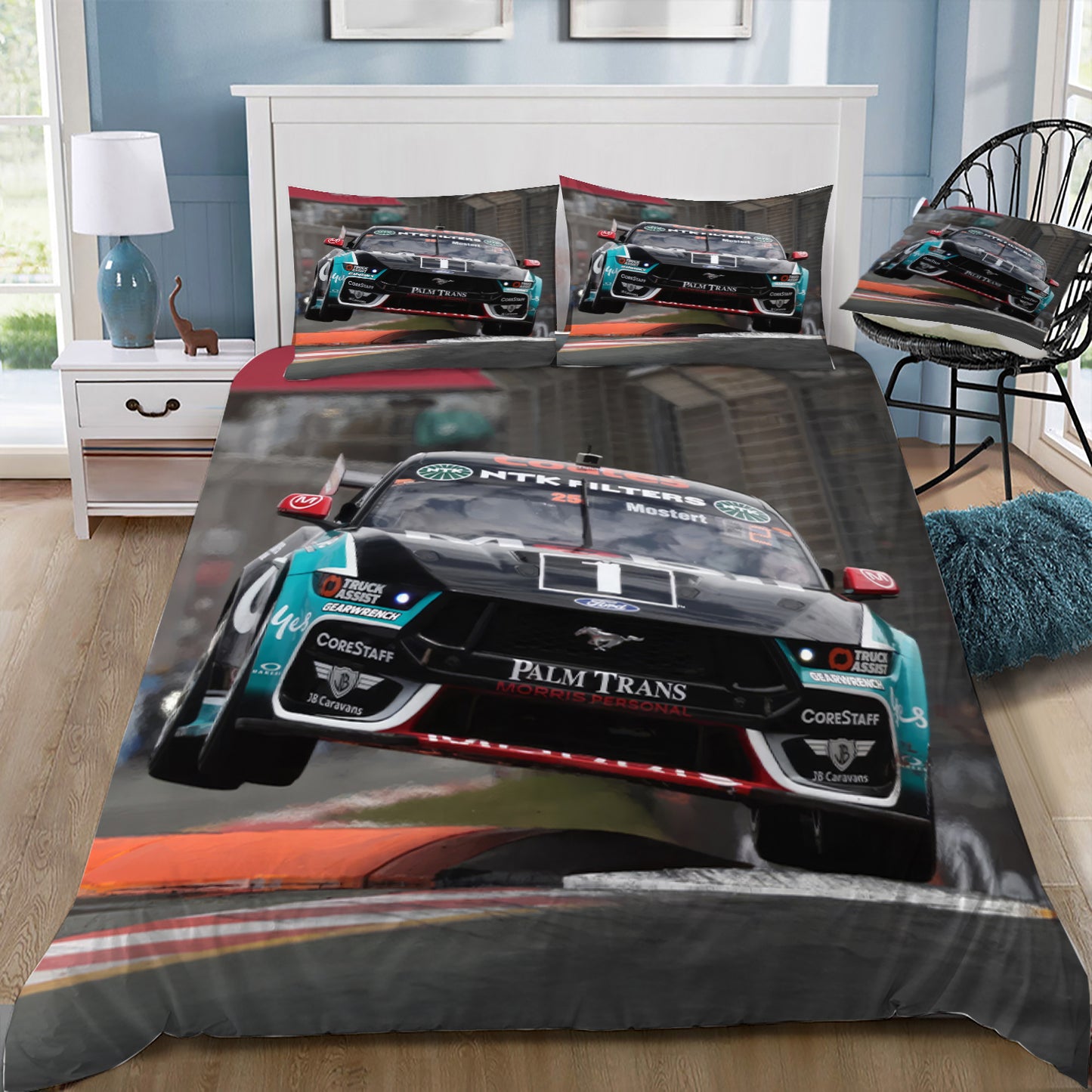 Chaz Mostert Supercars in Full Flight Doona / Duvet Cover and 2 Pillow Slips