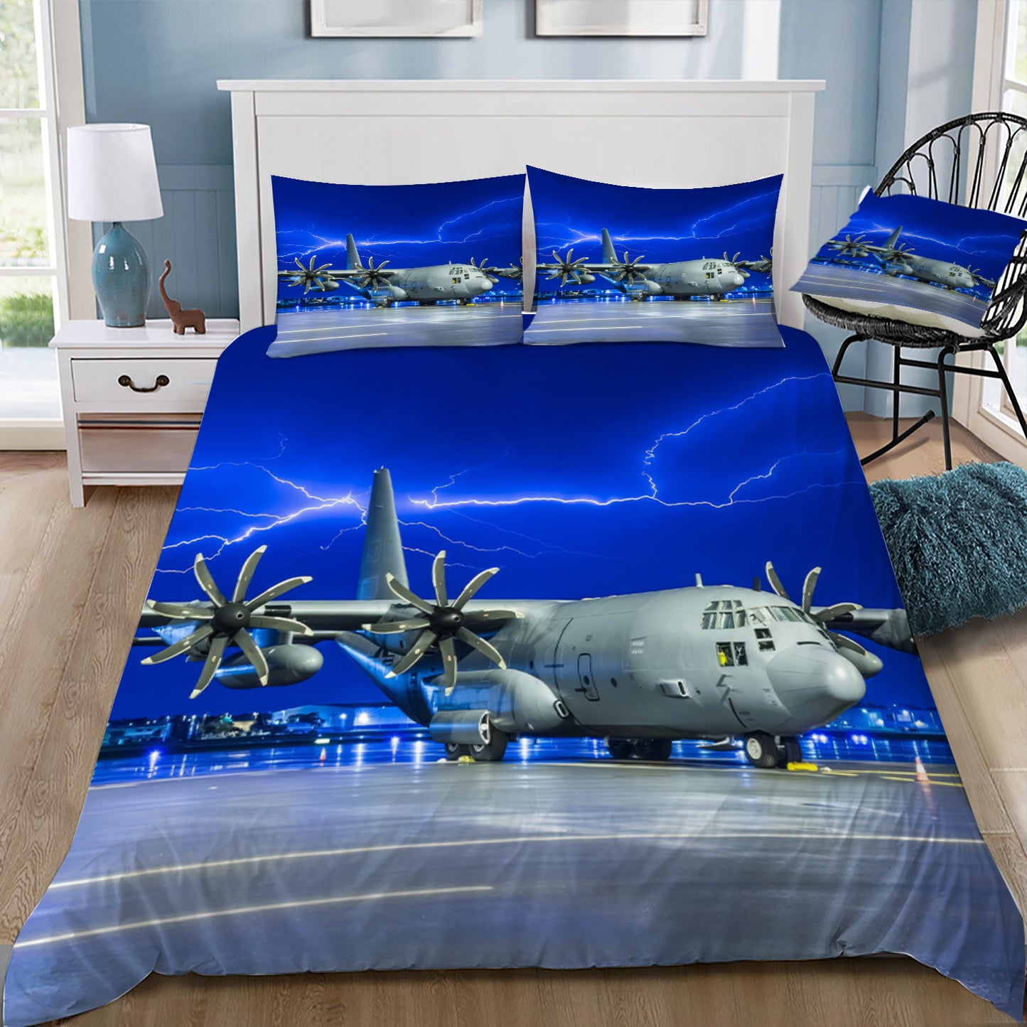 USAF C-130 in a Lightning Storm Doona / Duvet Cover and 2 Pillow Slips