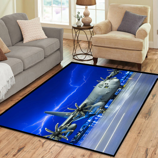 USAF C-130 In a Lightning Storm Rectangle Rug