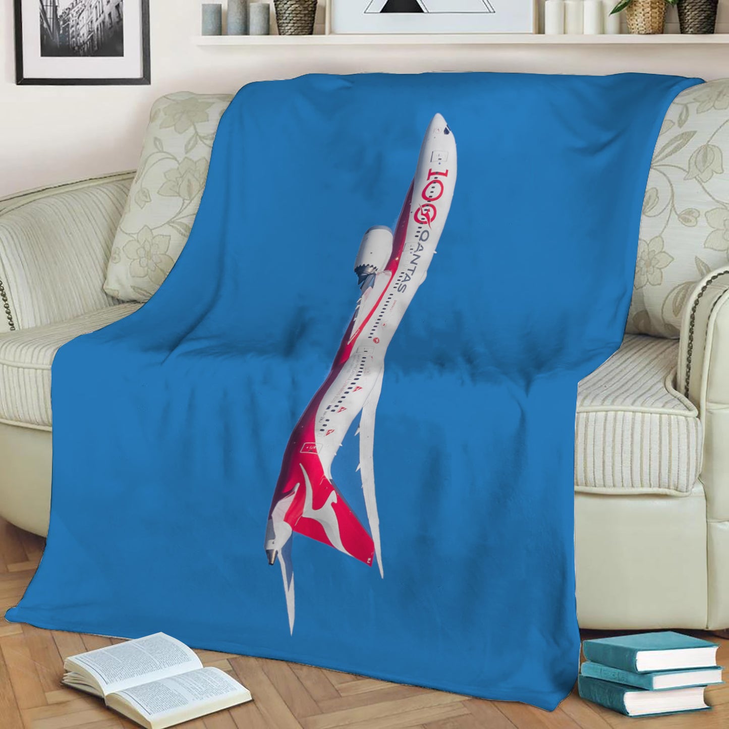 Qantas Boeing 787-9 VH-ZNJ 100 Years Dreamliner Fleece Throw Blanket