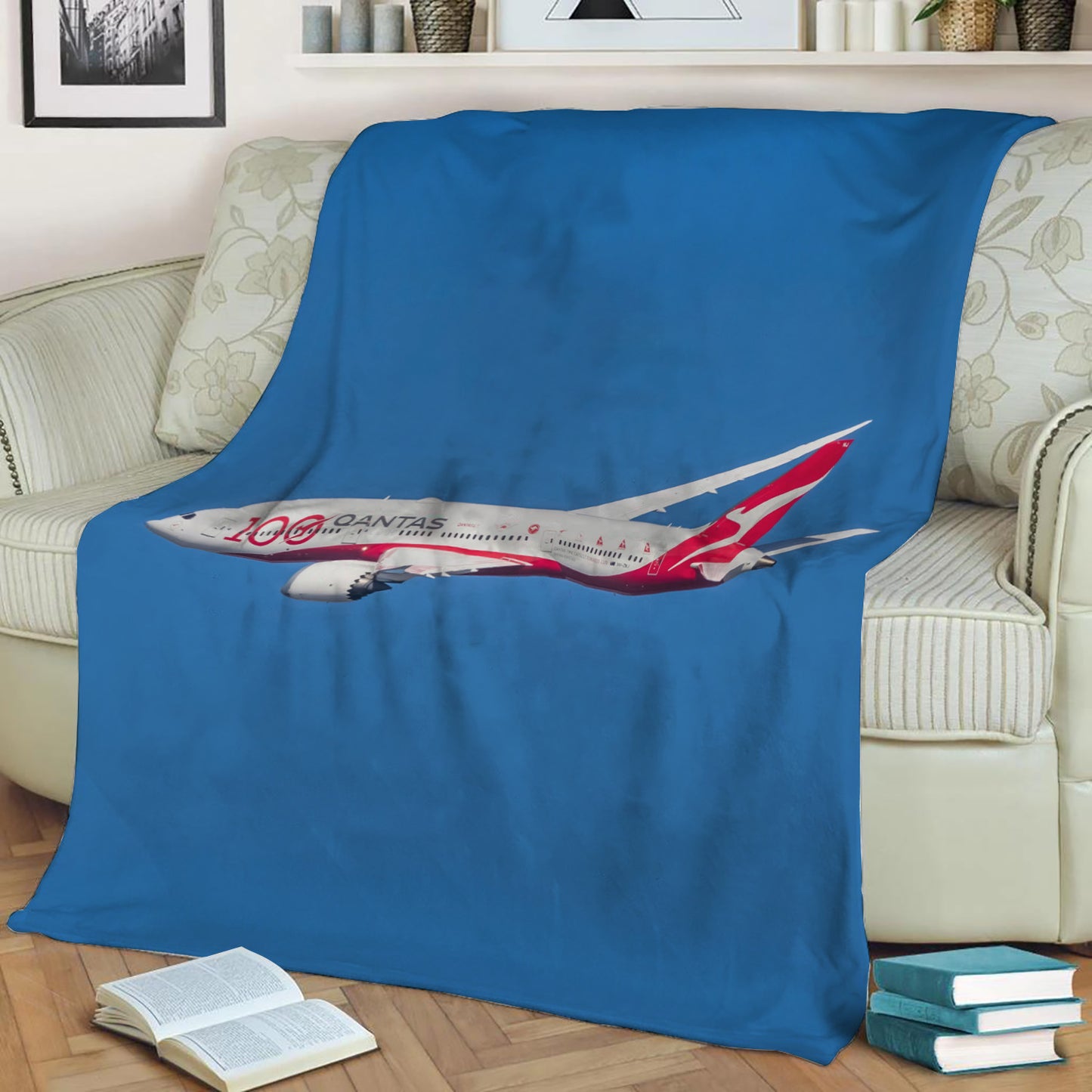 Qantas Boeing 787-9 VH-ZNJ 100 Years Dreamliner Fleece Throw Blanket