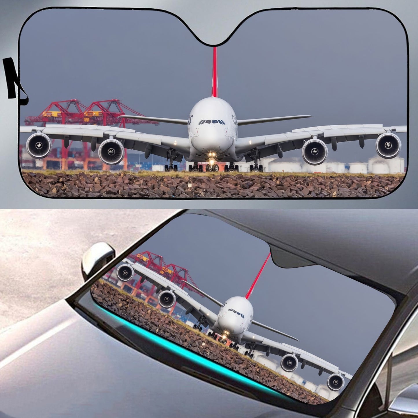 Qantas Airbus A380 Head On Windscreen Sunshade For Cars & Trucks