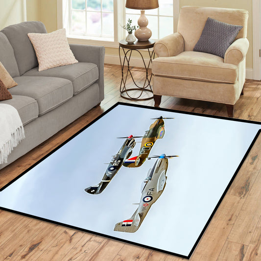 Spitfire, Hurricane & P51 in Formation Rectangle Rug