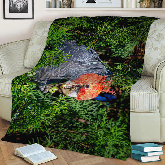 Gang Gang Parrot Fleece Throw Blanket