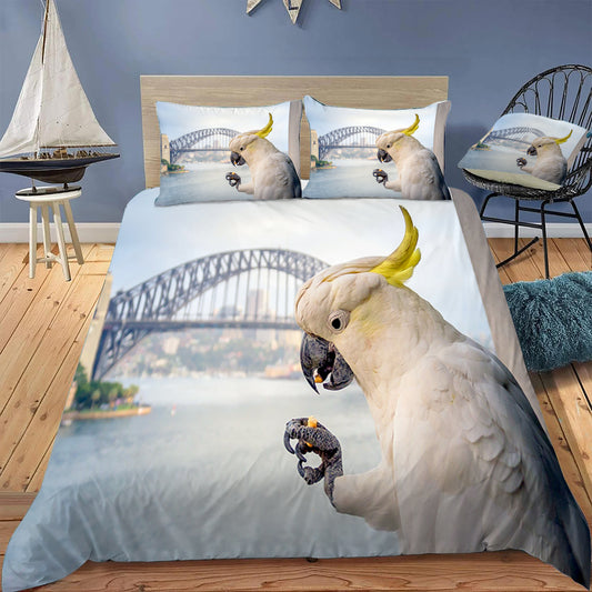 Sulphur Crested Cockatoo and Sydney Harbour Bridge Doona / Duvet Cover and 2 Pillow Slips