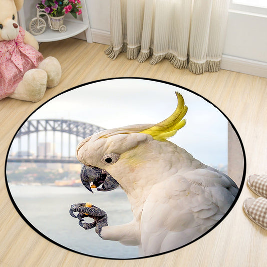 Sulphur Crested Cockatoo Round Rug