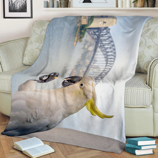 Sulphur Crested Cockatoo Fleece Throw Blanket