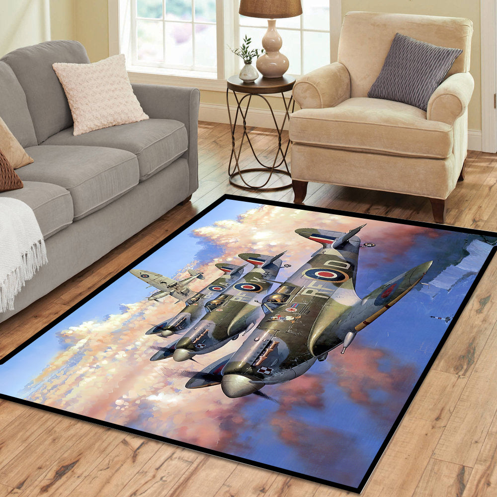 Flight Line Rug Spitfires in Flight Rectangle Rug