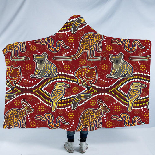 Aboriginal Dreamtime Print Hooded Blanket