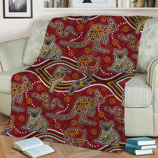 Aboriginal Dreamtime Print Fleece Throw Blanket