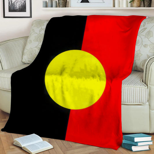 Aboriginal Flag Fleece Throw Blanket