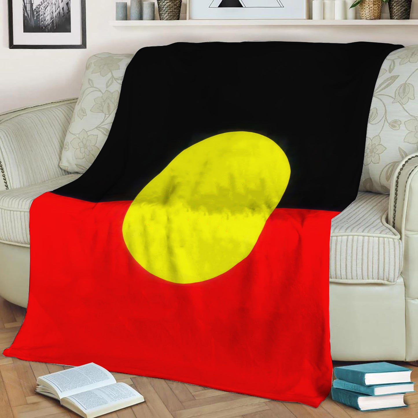 Aboriginal Flag Fleece Throw Blanket