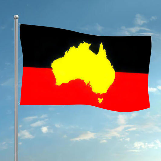 Aboriginal Australia Flag, Shaft Style, 2 Grommet, 4 Grommet