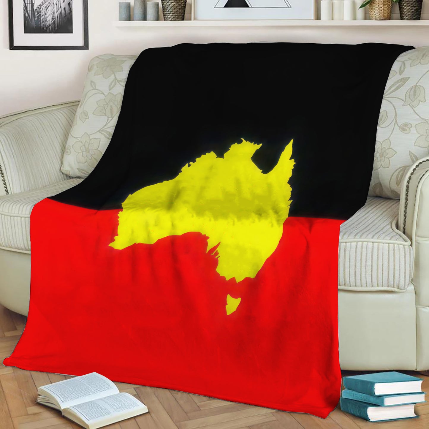 Aboriginal Australia Flag Fleece Throw Blanket