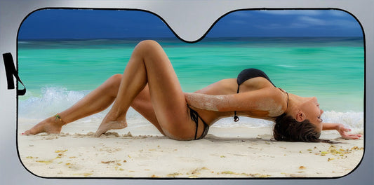 Bikini Model on the Beach Sunshade For Cars & Trucks