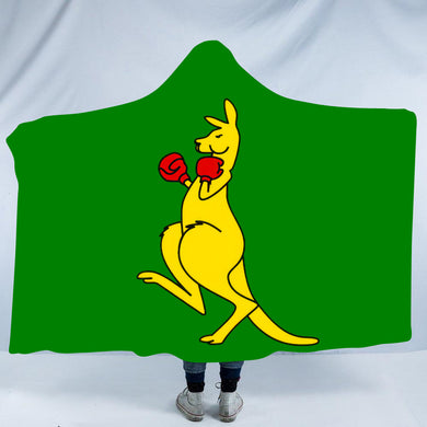 Boxing Kangaroo Hooded Blanket