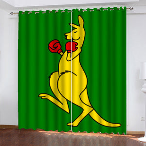 Boxing Kangaroo Window Curtains