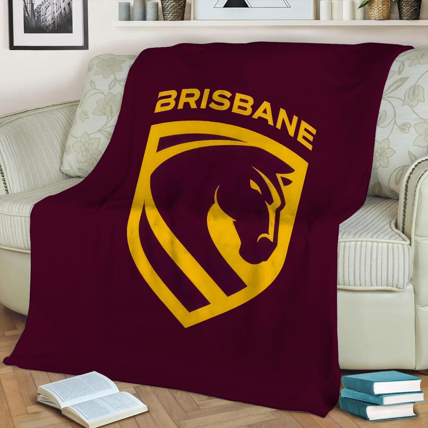New Brisbane Broncos Logo Fleece Throw Blanket