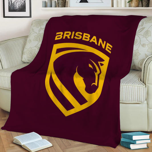 New Brisbane Broncos Logo Fleece Throw Blanket
