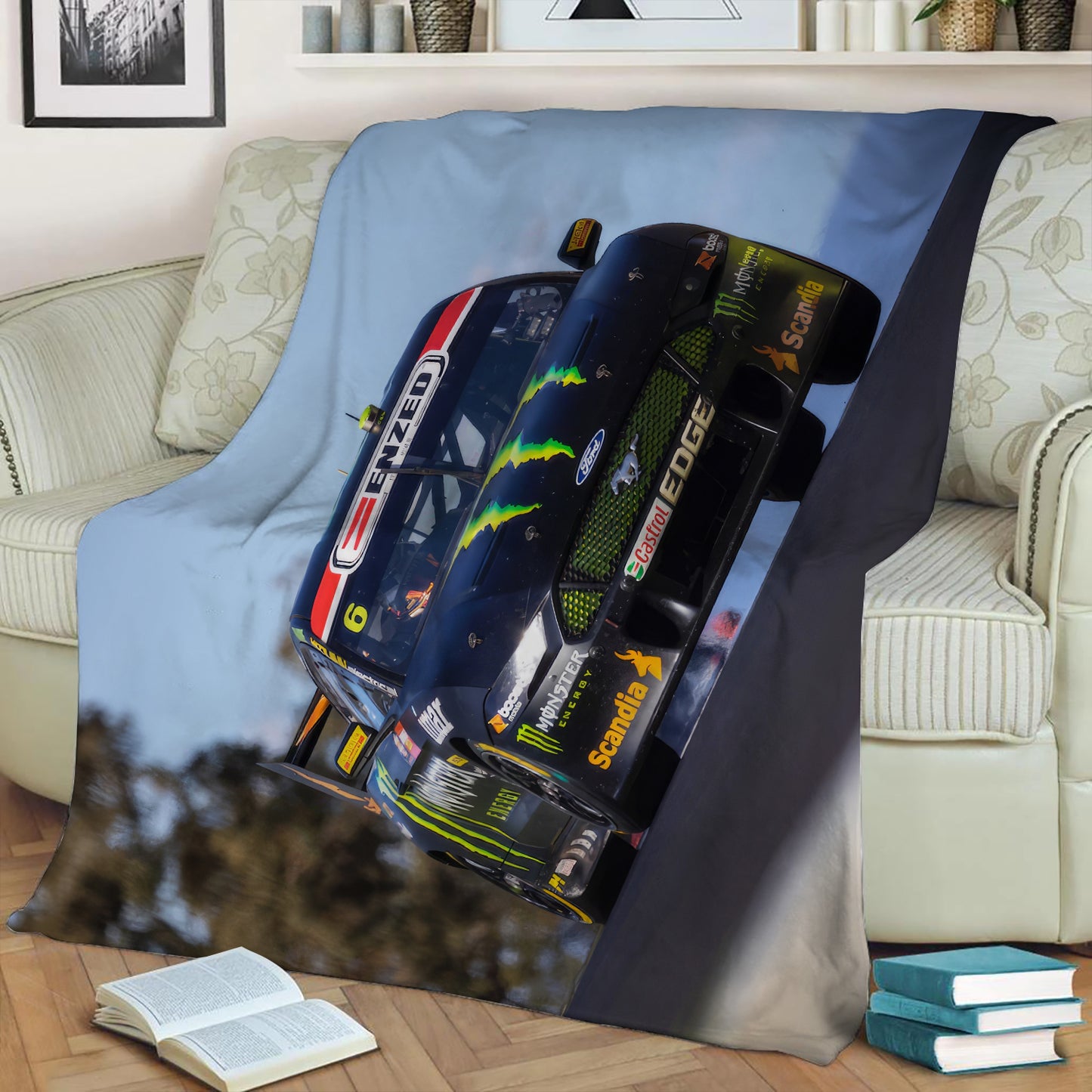 Cam Waters Ford Mustang Supercars Fleece Throw Blanket