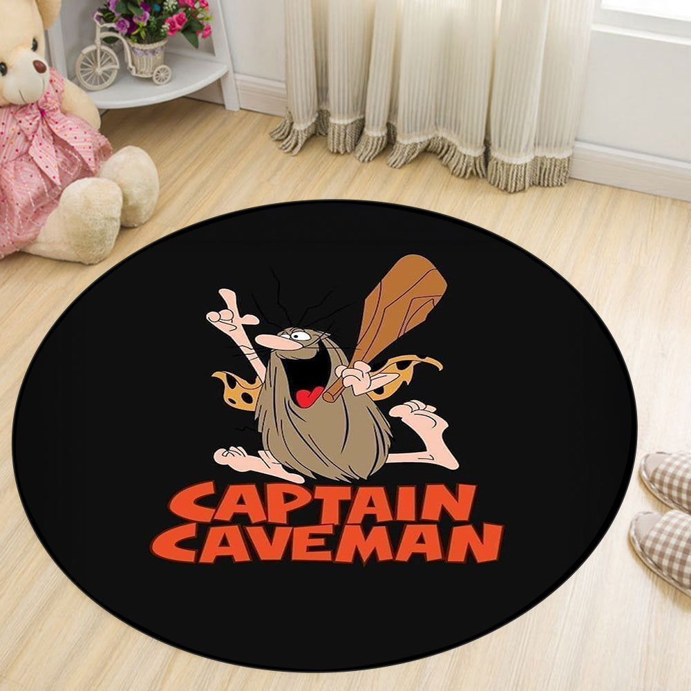 Captain Caveman Round Rug