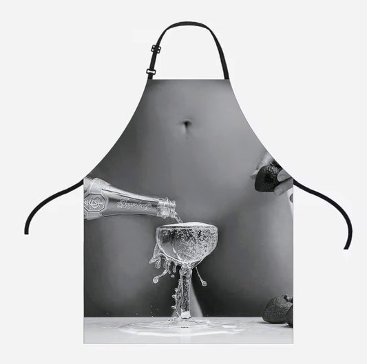 Sassy Champagne And Strawberry BBq & Kitchen Apron
