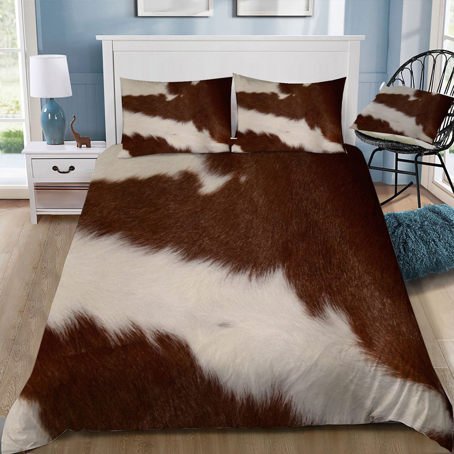 Cowhide Pattern Print Doona / Duvet Cover and 2 Pillow Slips