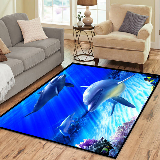 Dolphins Playing Rectangle Rug