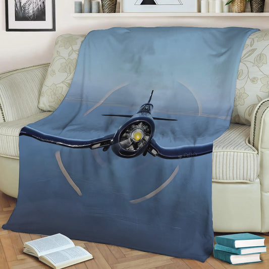 Fleece Throw Blanket Corsair F4U Head On