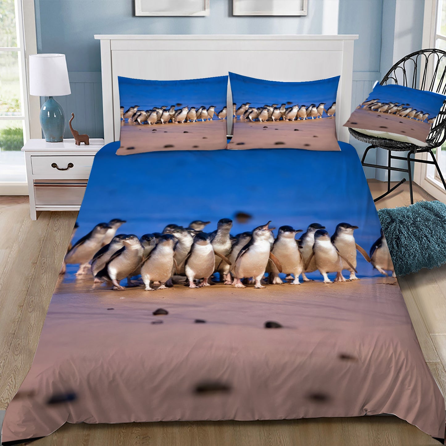 Fairy Penguins on the Beach Doona / Duvet Cover and 2 Pillow Slips