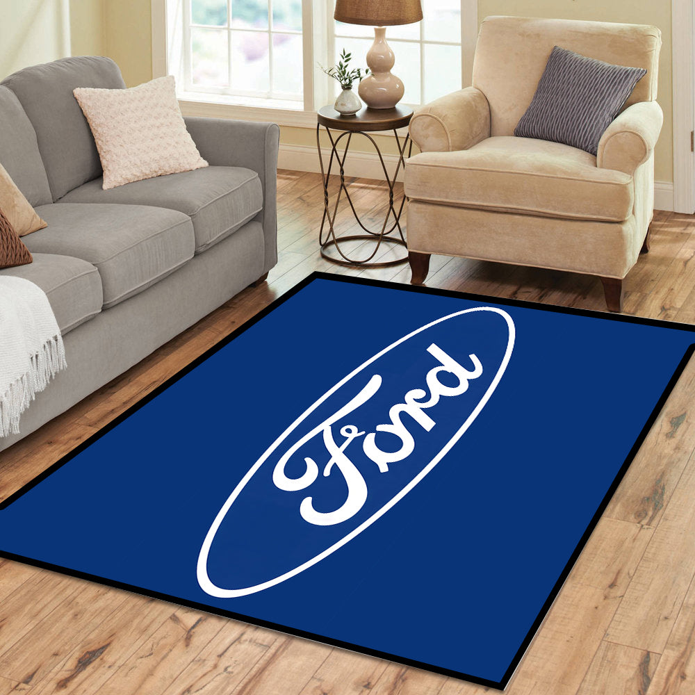 Ford White and Blue Logo Rectangle Rug