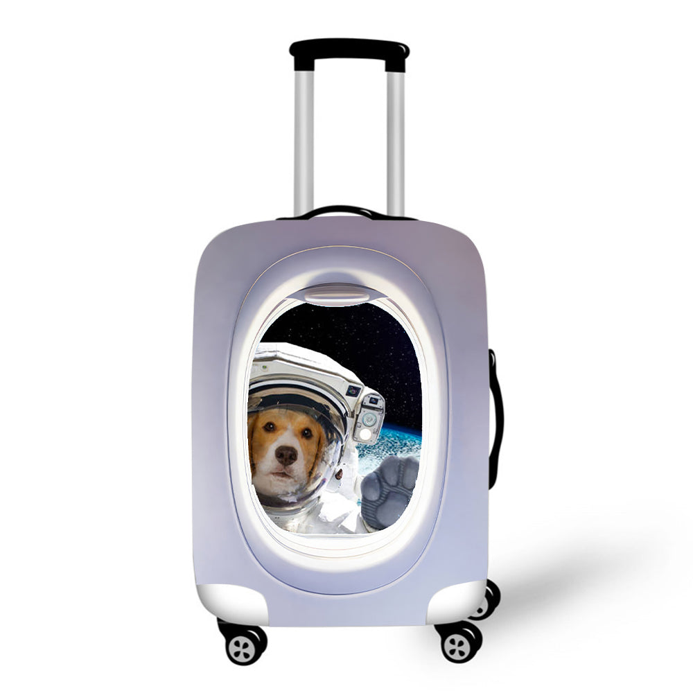 Funny Puppy Astronaut seen from the Plane Window Luggage / Suitcase Covers