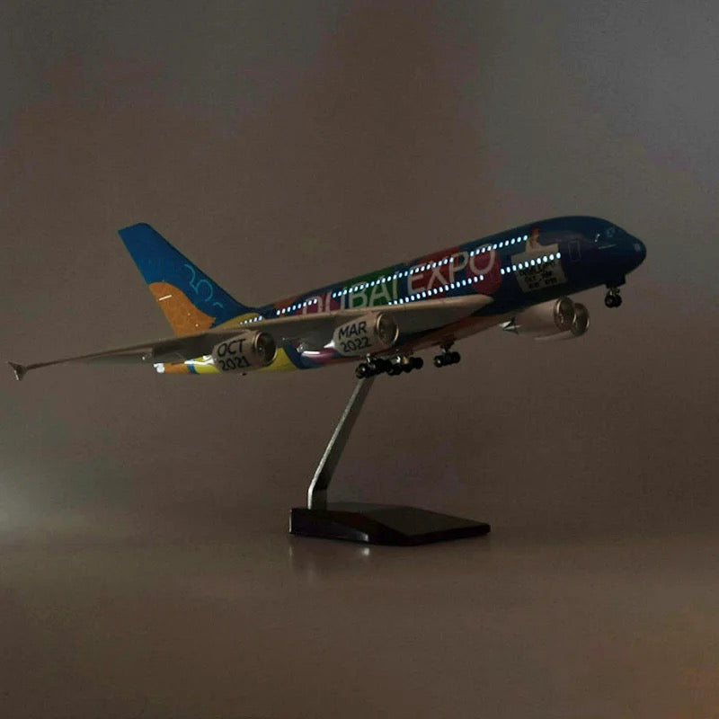 Emirates Dubai Livery Blue Livery Airbus A380 47cm 1/160 LED & Non LED Model Plane