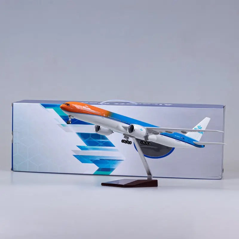 47cm 1/160 LED & Non LED KLM Airways Boeing 777 Orange & Blue Livery Model Plane