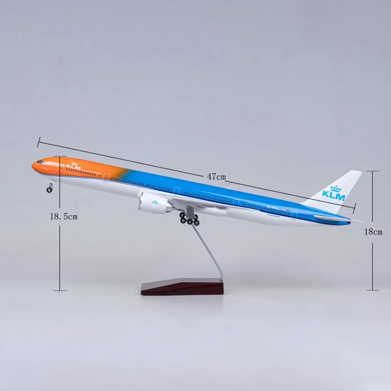 47cm 1/160 LED & Non LED KLM Airways Boeing 777 Orange & Blue Livery Model Plane